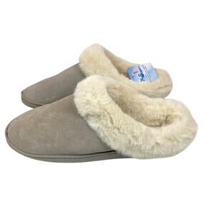 My Slippers Leather / Faux Fur Lining Soft Cozy Slippers Size 11 Gray